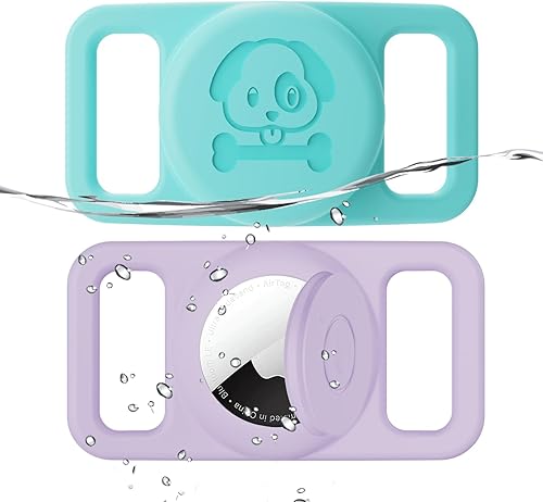 Miniatura 28 de Paquete de 2 soportes impermeables para collar de perro AirTag compatibles con Apple AirTag, soporte de silicona oculto para Airtag Tracker