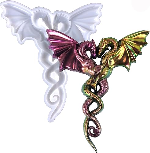 Molde de silicona de fundición de resina epoxi de pterosaurio de pareja amorosa, dinosaurio para colgar en la pared, 7.5 x 6.5 x 0.6 in