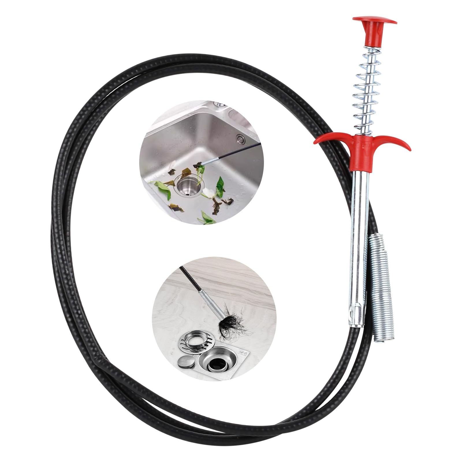 78.7 Inch Drain Snake Hair Drain Clog Remover Tool, Sink Drain Cleaner for Toilet Sewer Shower Kitchen Bathroom Tub Clogged Drains Opener Cleaning Tool