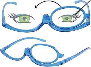SOOLALA 2 Pack Womens Magnifying Eye Make Up Spectacles Flip Down Lens Folding Cosmetic Reading Glasses