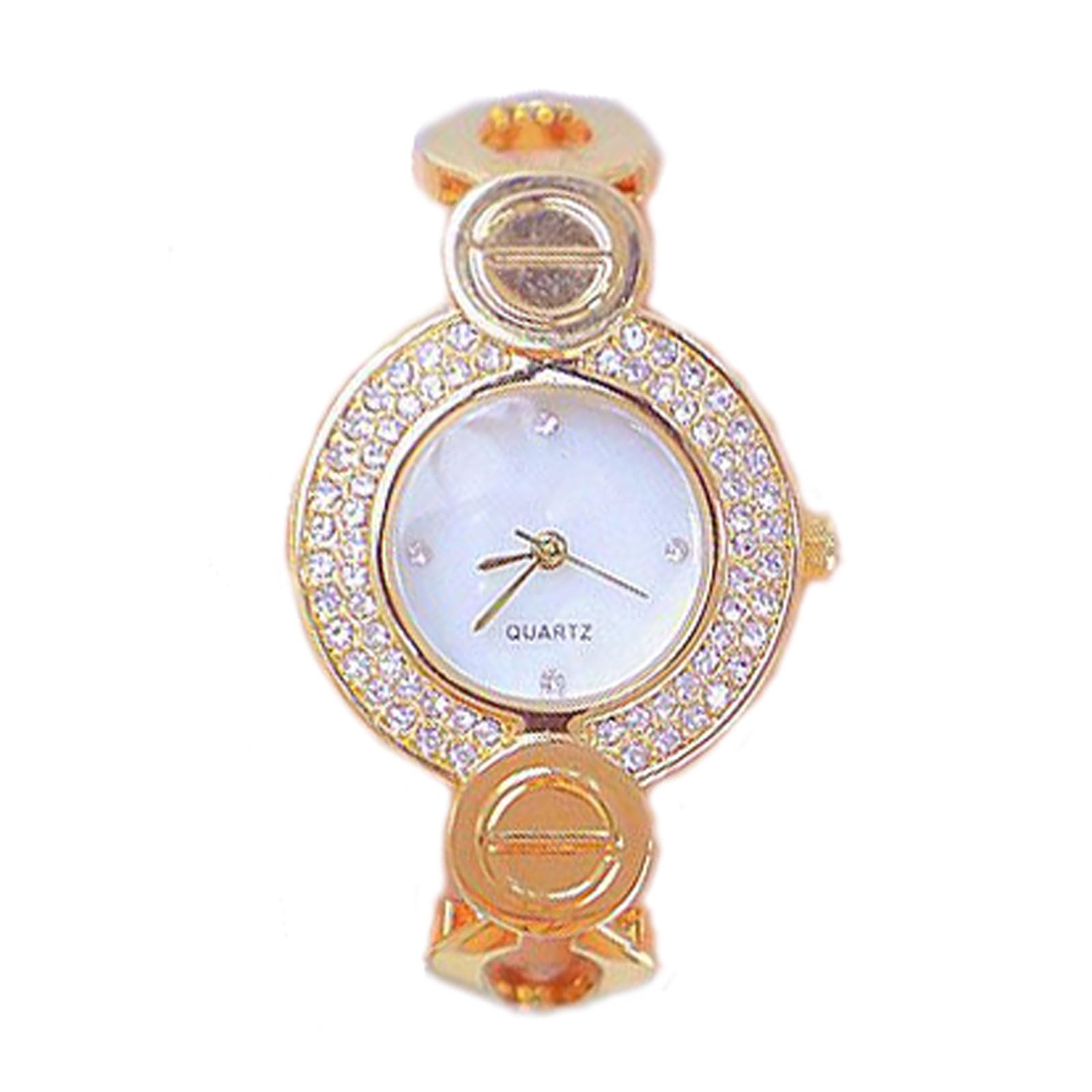 Confezione da 2 orologi analogici al quarzo con quadrante rotondo e cinturino sottile alla moda con diamante pieno di luce orologio regalo di lusso