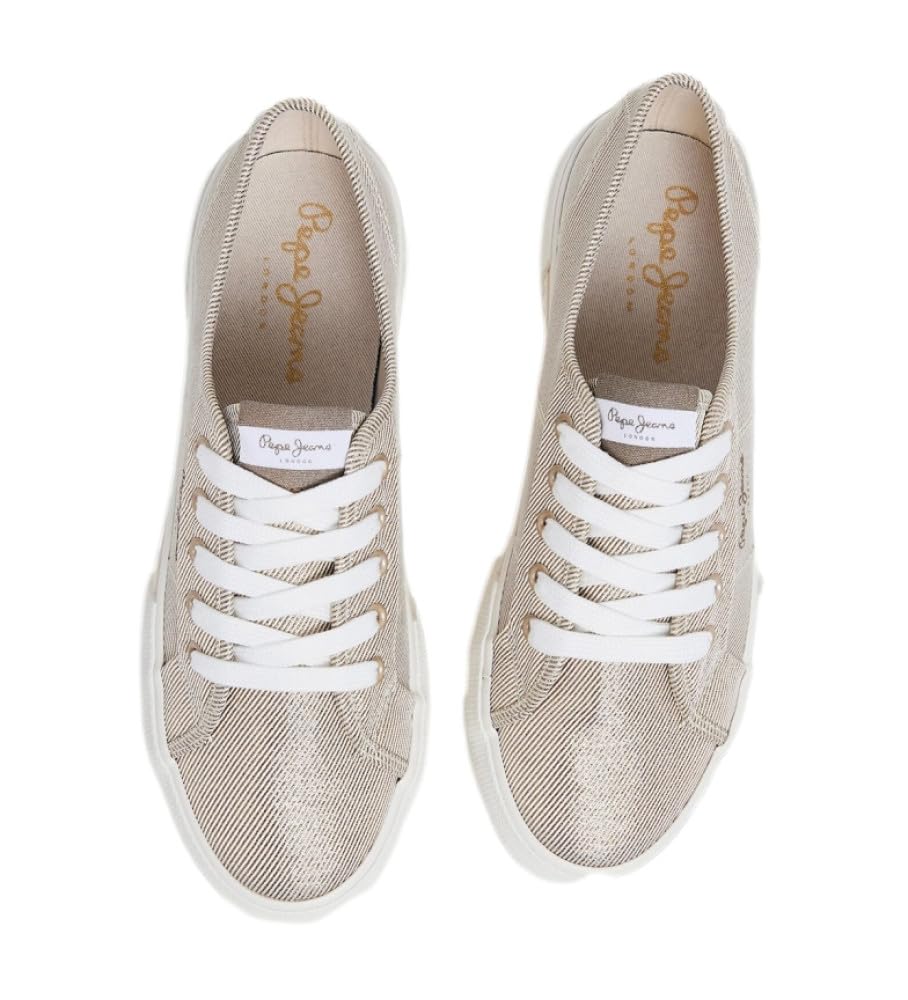 Pepe Jeans Sneakers Beige in Tela con Logo Brady