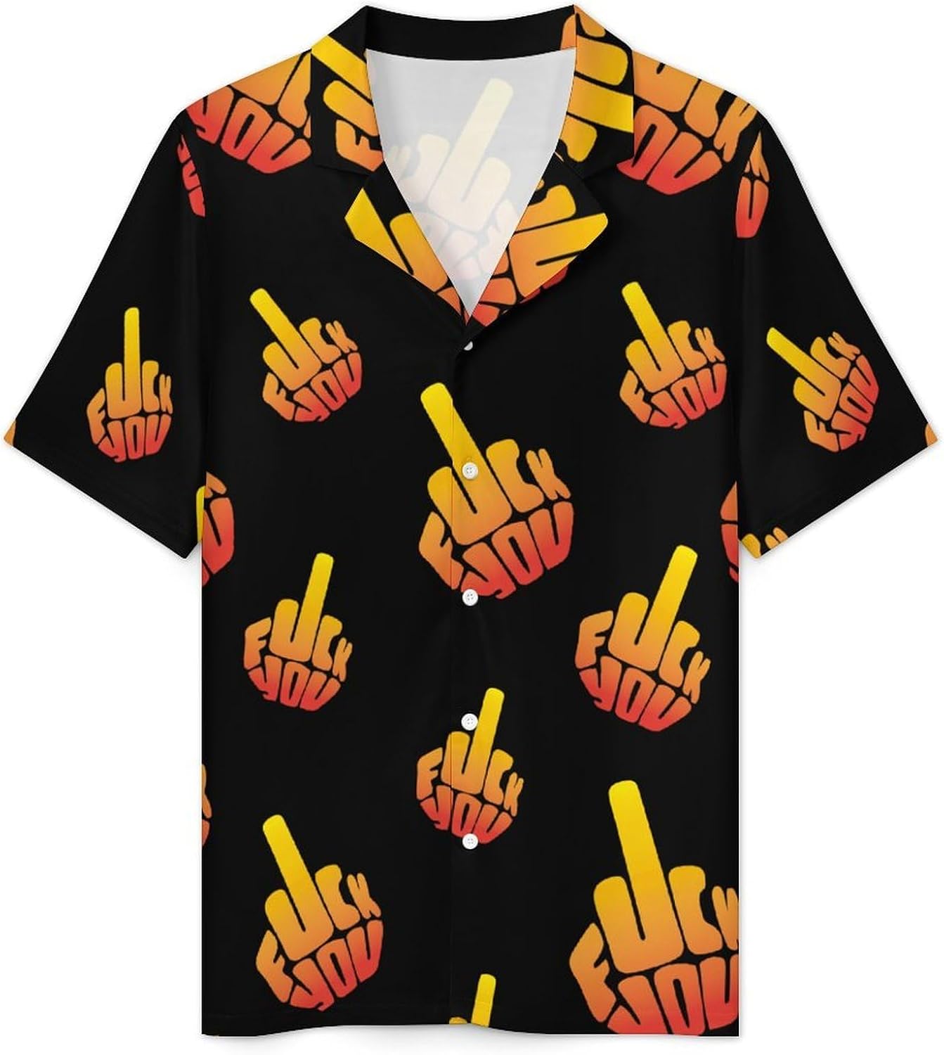 Fck You Middle Finger Men's Short Sleeve Pajama Set Satin Silk Like Lounge Sleepwear