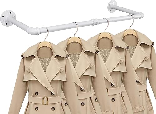 Barra de hierro industrial para colgar ropa, para colgar ropa, para montar en la pared, perchero resistente para dormitorio, cuarto de lavado,