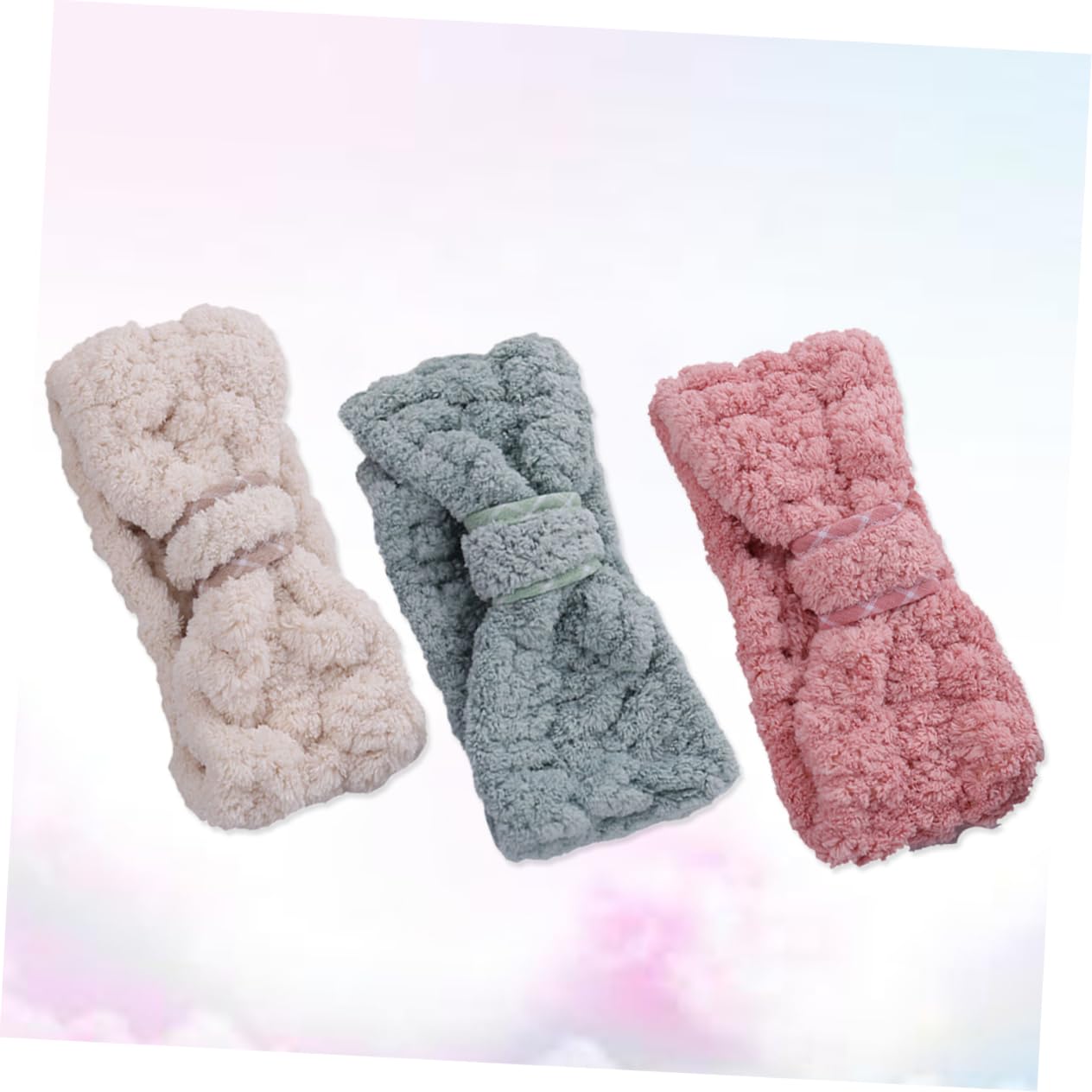 DOITOOL 9stücke Teiliges Fleece Stirnband Für Damen Elastische Sport Und Kosmetik-haarbänder Mit Schleifen-design Für Yoga Duschen Und Make-up Farbe Zufällig