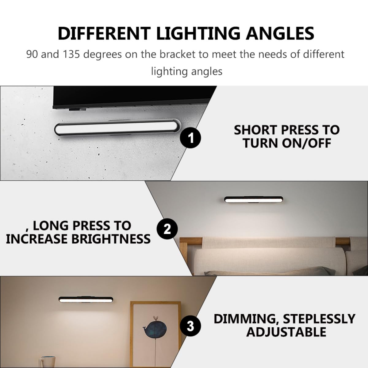 Zerodeko Lampe de Lecture Magnétique LED Rechargeable sans Scintillement, Barre Lumineuse Tactile à Intensité Variable, Éclairage Naturel pour Bureau et Chambre, Veilleuse Portable