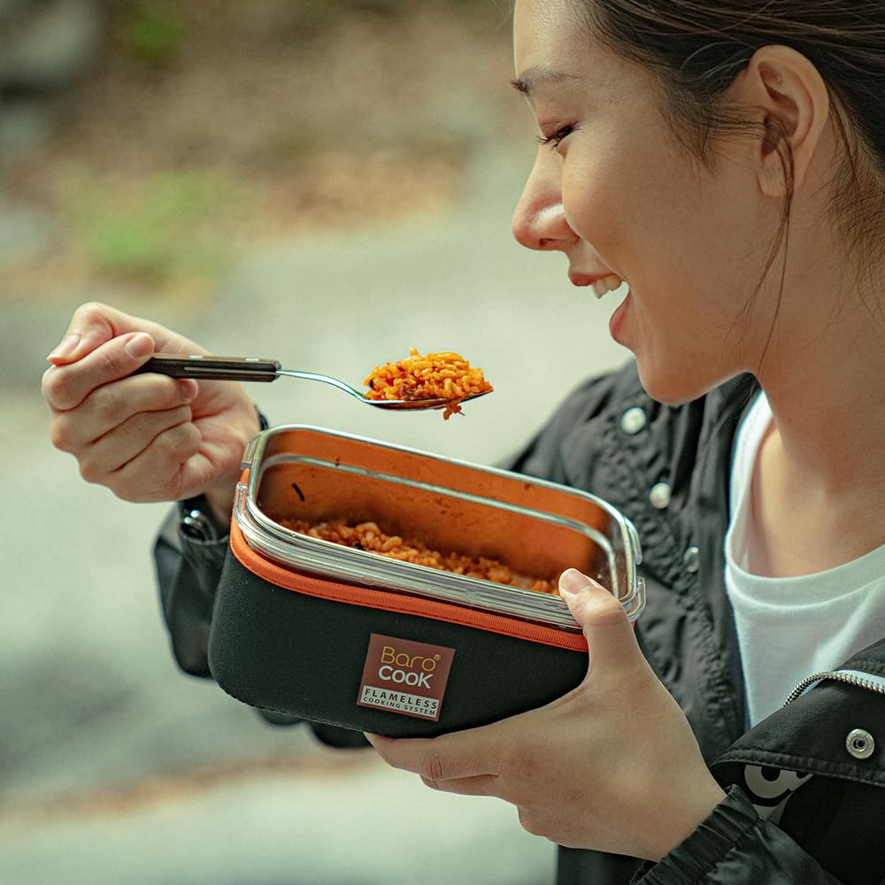 Barocook バロクック 加熱式ポータブル鍋 BC-009 Amazon | バロクック XLサイズ 加熱容器 火を使わない調理用 1.2L (40