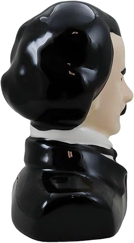 Miniatura 4 de Ebros Gift Poeta gótico Edgar Allen Poe con cuervo negro en el cráneo decorativo de cerámica salero y pimentero Figuritas Quoth The Raven Nevermore