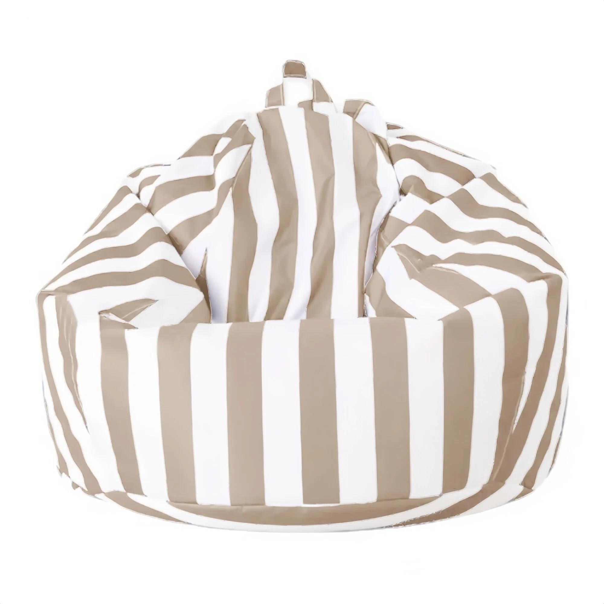 SXBCyan Housse de Pouf Exterieur (sans Remplissage), Fauteuils Poire Impermeable pour Enfant Adulte, Pouf Chaise de Salon, Plage, Jardin, Siège d'angle(Light Kahki,D100cm-cover-adults)