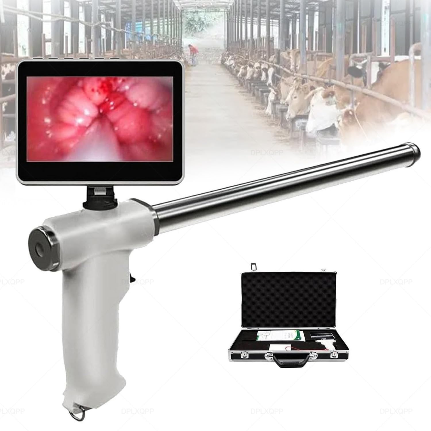 Portable Artificial Insemination Kit for Livestock and Pets, Visual Insemination Gun with Heating Function, 4.3 Inch Display, Stainless Steel Probe, Convenient Storage Box