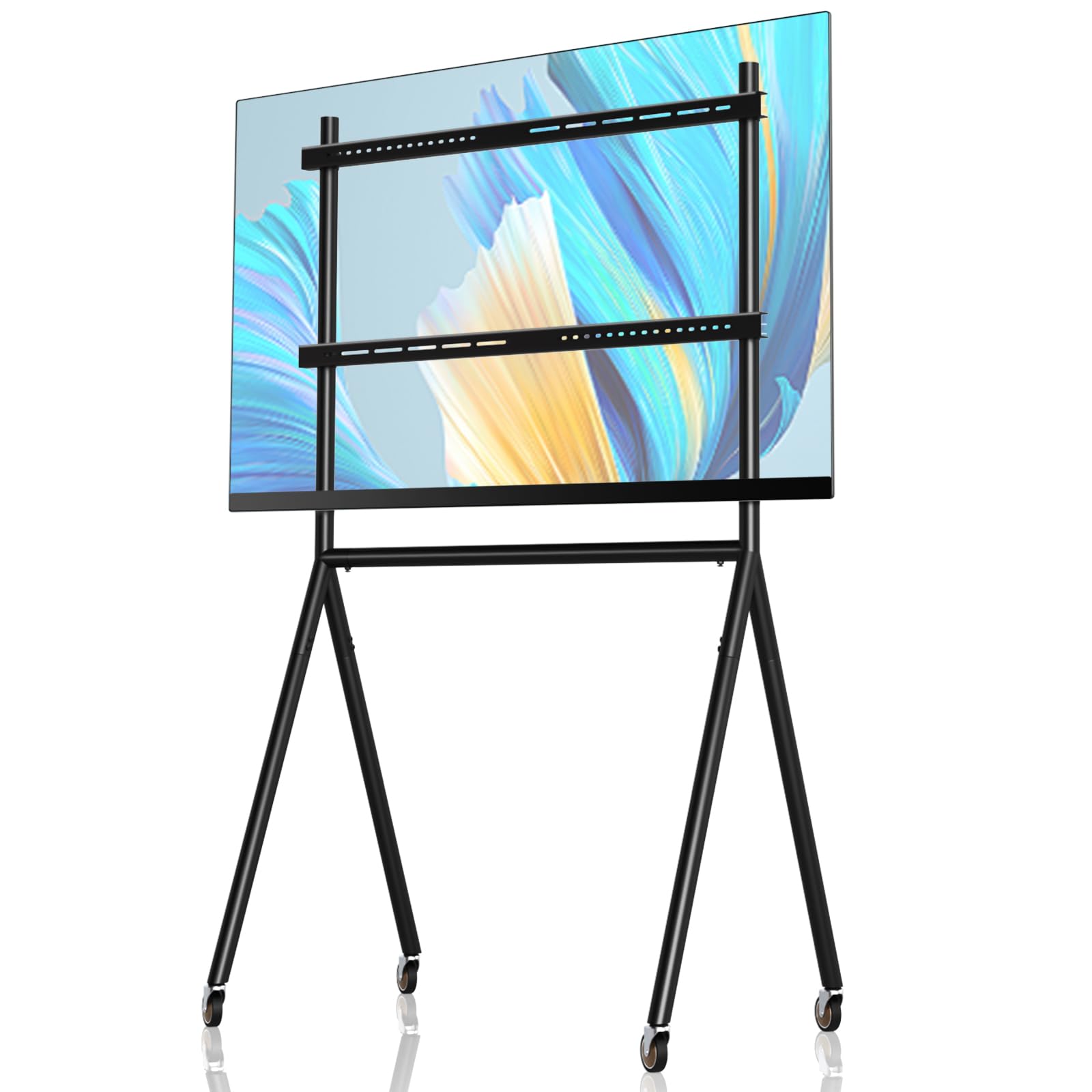 TV Easel Stand - Stylish and Functional Art Easel TV Stand 37"-70" inch LED LCD screen Adjustable high and low Ty stand.TV Mount with 4 Legs For Minimalist bedroom,livingroom,lstudi (with Wheels)