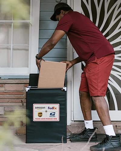 Miniatura 6 de ALKB Cartel de entrega de paquete de aluminio libre de óxido para uso en exteriores, 8 x 12 pulgadas, "Please Leave Package Here" para porche o