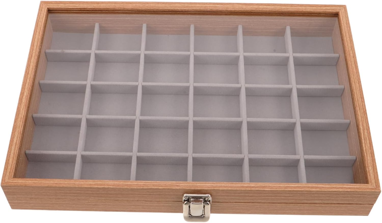 Mineral Display Case 30 Grid Wooden Compartment Box