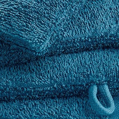 Merkanta 4er Set Waschhandschuhe Petrol 100% Baumwolle Waschlappen Größe 16x21cm Frottee kuschelweich, saugstark, voluminös - praktisch durch Schlaufe – Bild 3