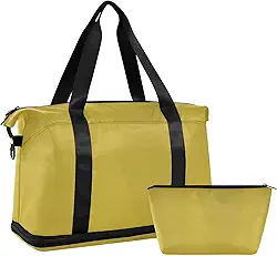 Bolsa esportiva de viagem grande gradiente amarelo para viagem durante a noite com bolsa de higiene para viagem à prova d'água