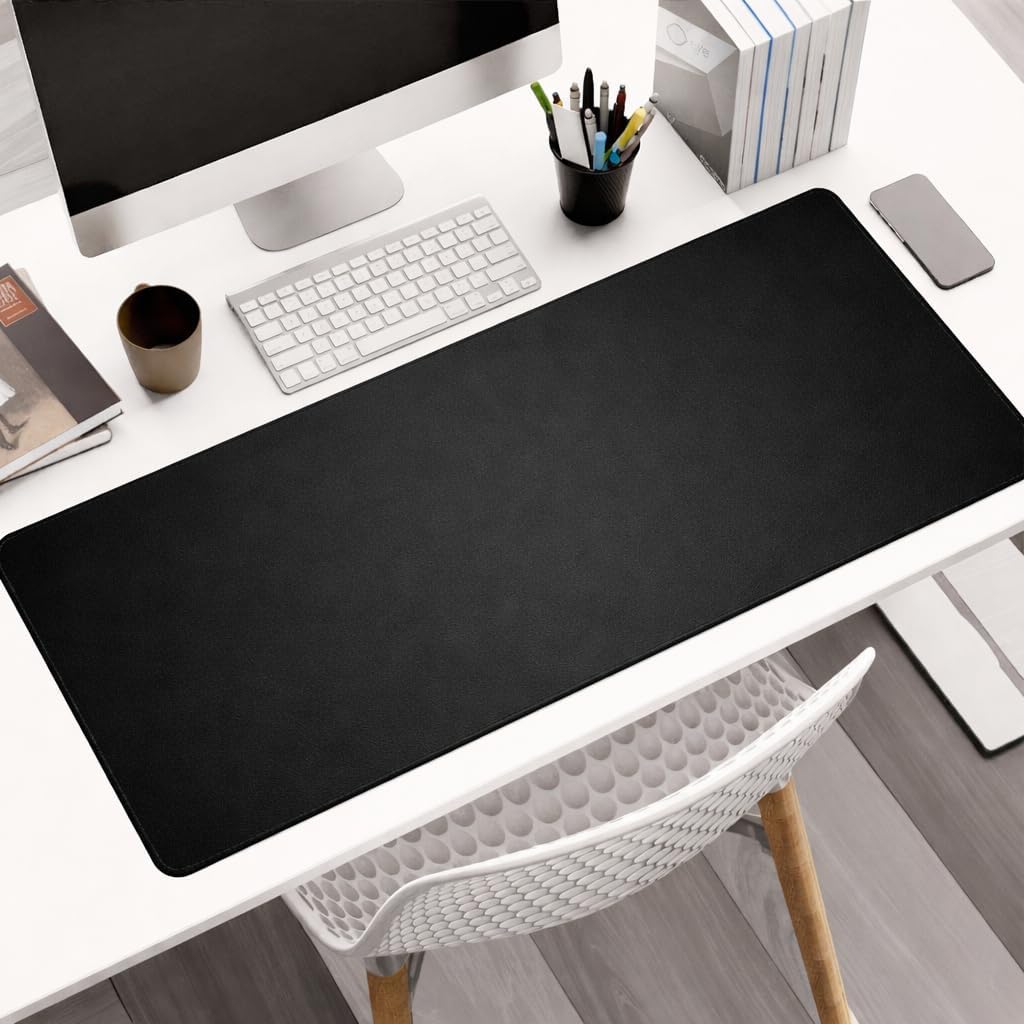 Large Desk Mat 47" x 23" – Premium PVC Leather Desk Pad, Non-Slip Office & Home Workspace Mat, Water-Resistant Writing Surface, Large Desk Protector for Laptop, Keyboard & Mouse (Black)