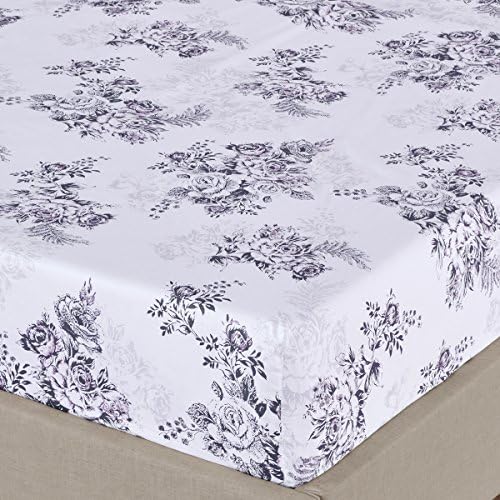Royal Hotel Bedding Bally Floral Sateen Cotton Sheets, 4pc King Bed Sheet Set 100-Percent Cotton, Superior Sateen Weave, Silky Soft, Deep Pocket, Modern Reactive Print, 300 Thread Count - Thumbnail 3