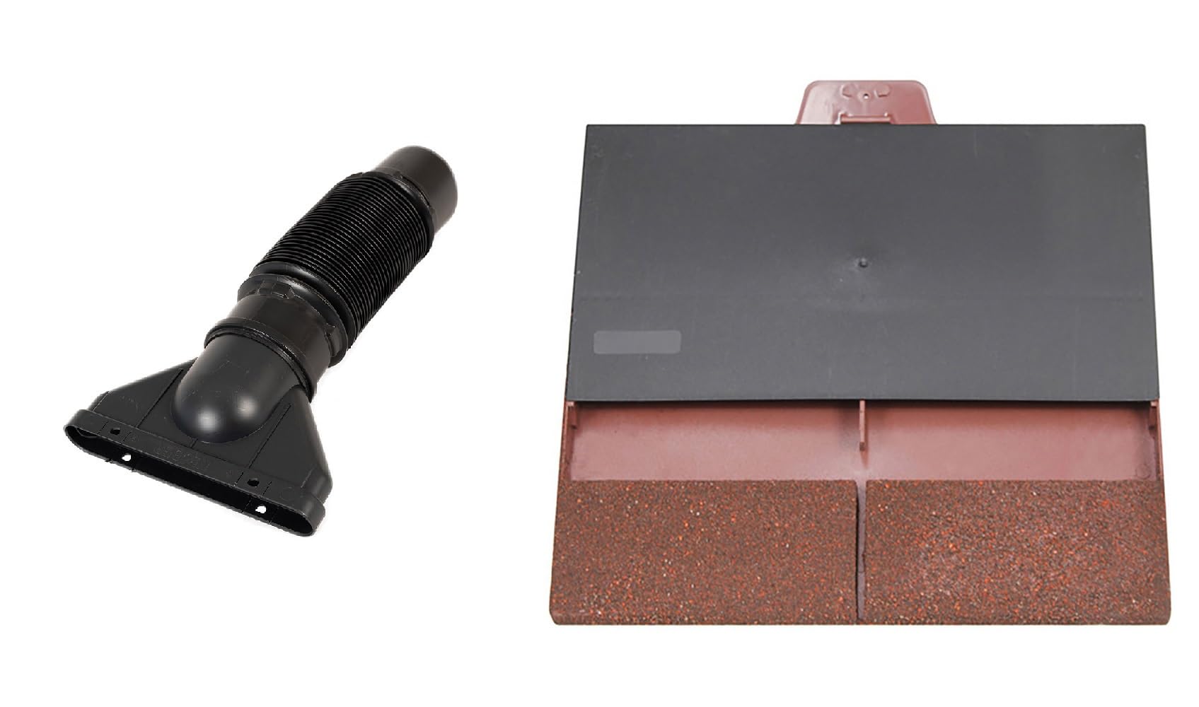 Eroofing Red Granulated Klober Uni-Plain Tile Vent + Adaptor + Flexi To 100Mm (Red Granulated)