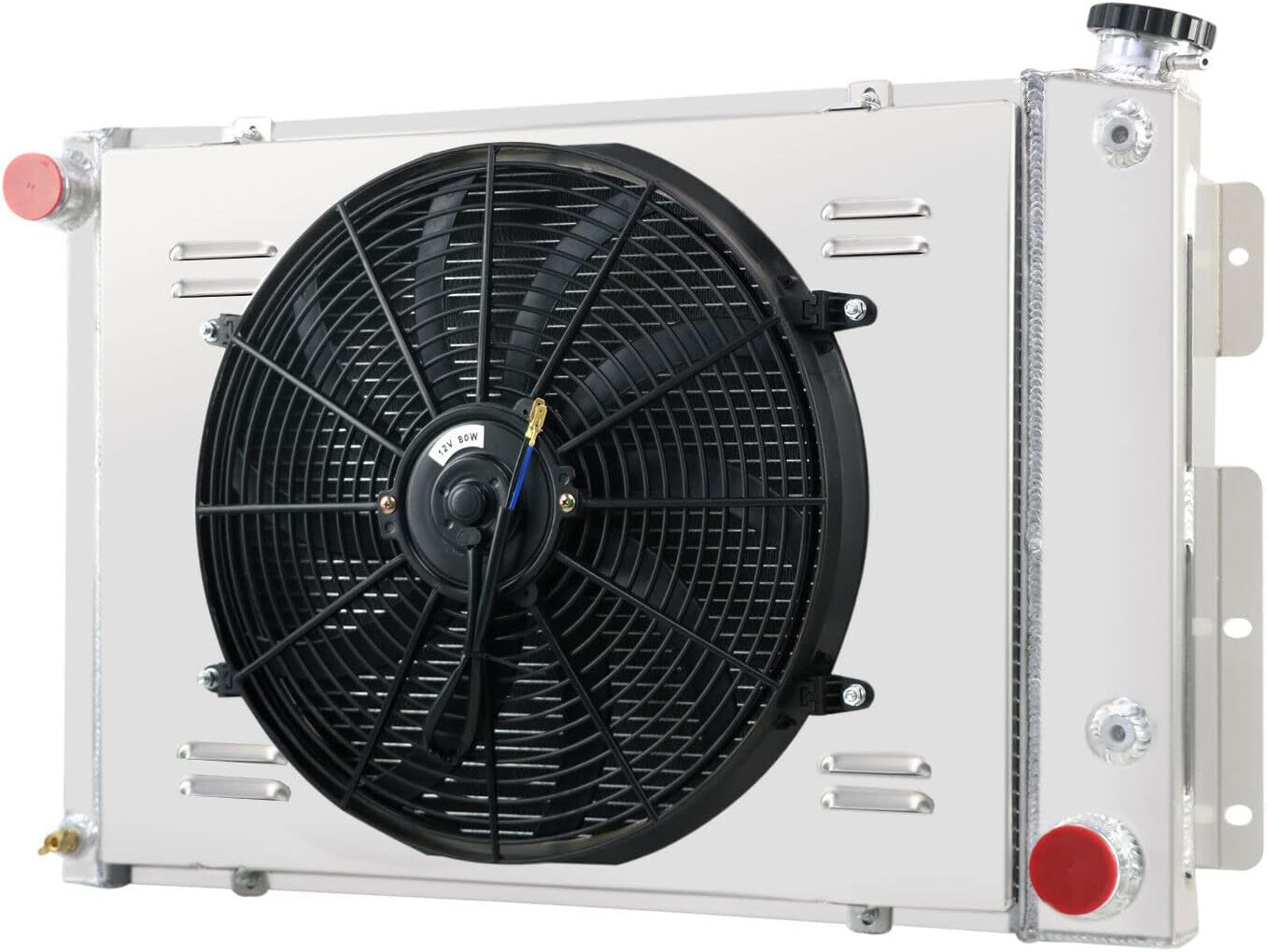 ALLOYWORKS 4 Row Radiator + Shroud + Fan + Thermostat For Chevy Camaro/Pontiac Firebird V8 1967-69