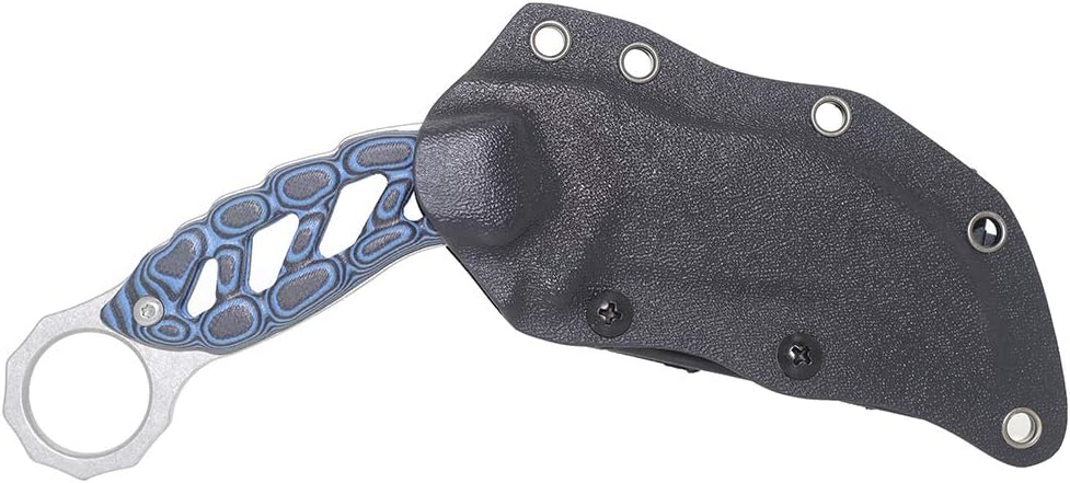 MASALONG KNI190 Outdoor camping survival claw hollow G10 handle karambit knife (Silver stone wash)
