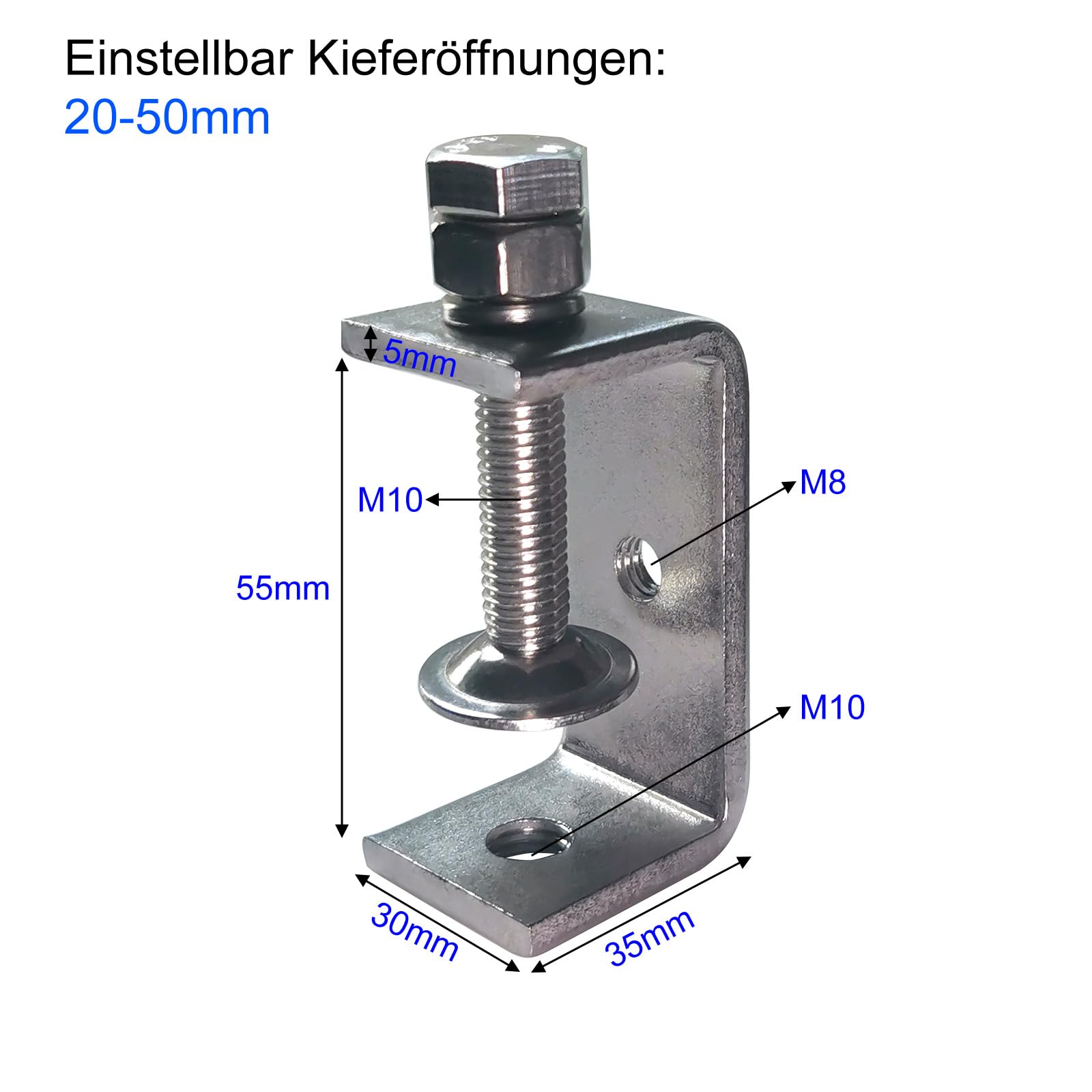EXLECO 2-delige 53-93 mm C-klem roestvrij staal C-klemmen schroefklem