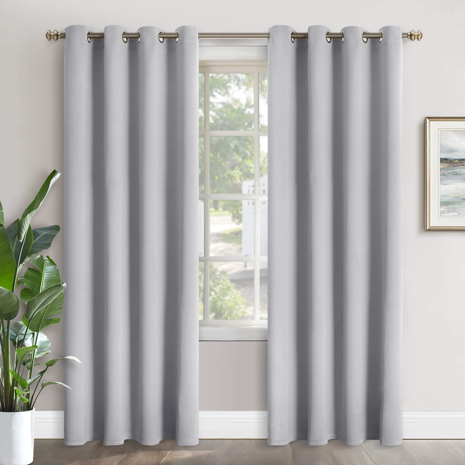 YoungsTex Light Grey Blackout Curtains for Living Room 90 Inches Long - Thermal Insulated Drapes with Grommet Room Darkening for Bedroom Dining Room Floor Length, 2 Panels, 52 x 90 Inch โ image 1