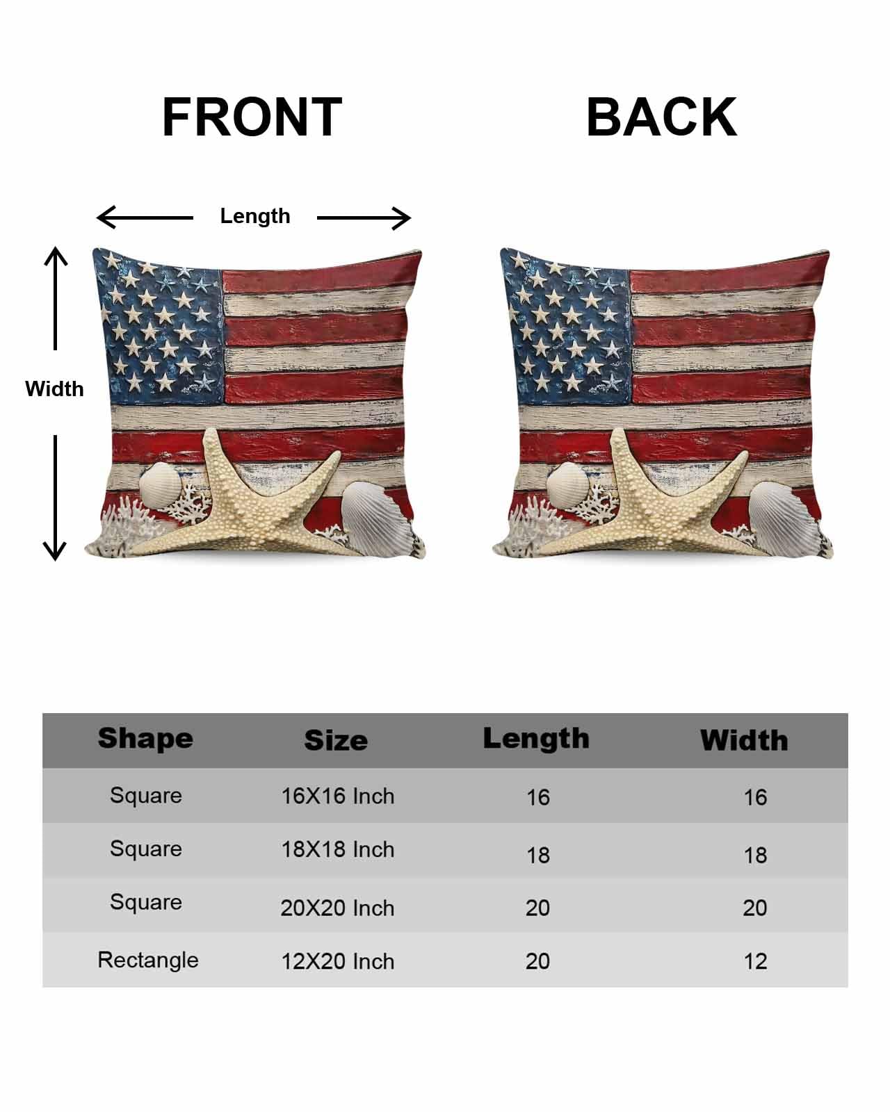?? American Flag Print Throw Pillow Casings | 20” x 20” American Flag Pillow Cover|heart Design USA Flag Cushion  main image 3