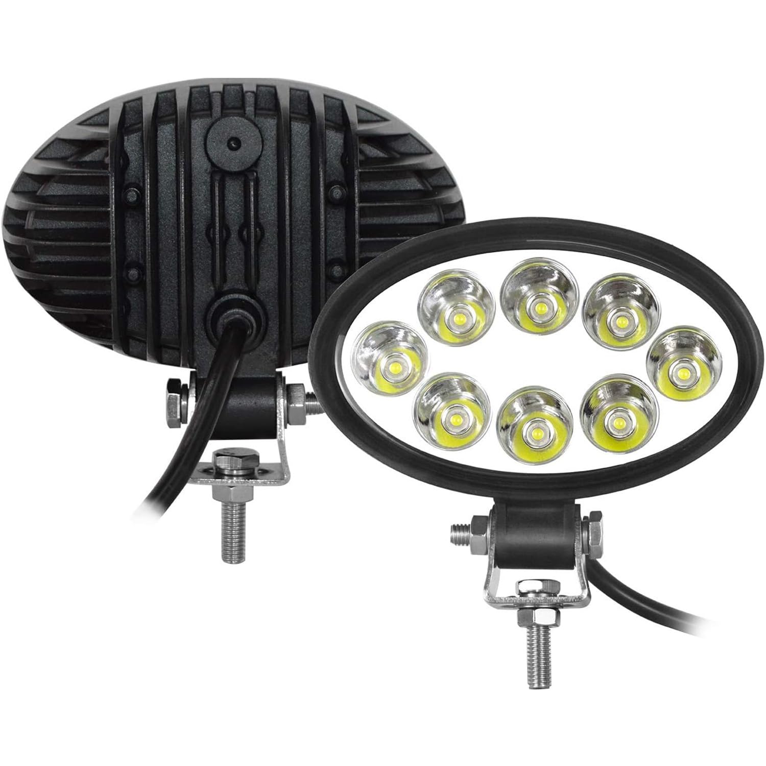 Faretto da lavoro da 24 W antiurto LED 6000 K Fendinebbia da 5 pollici Lampada da lavoro ovale per trattori fuoristrada Fascio di inondazione 12 V 24 V 1 paio