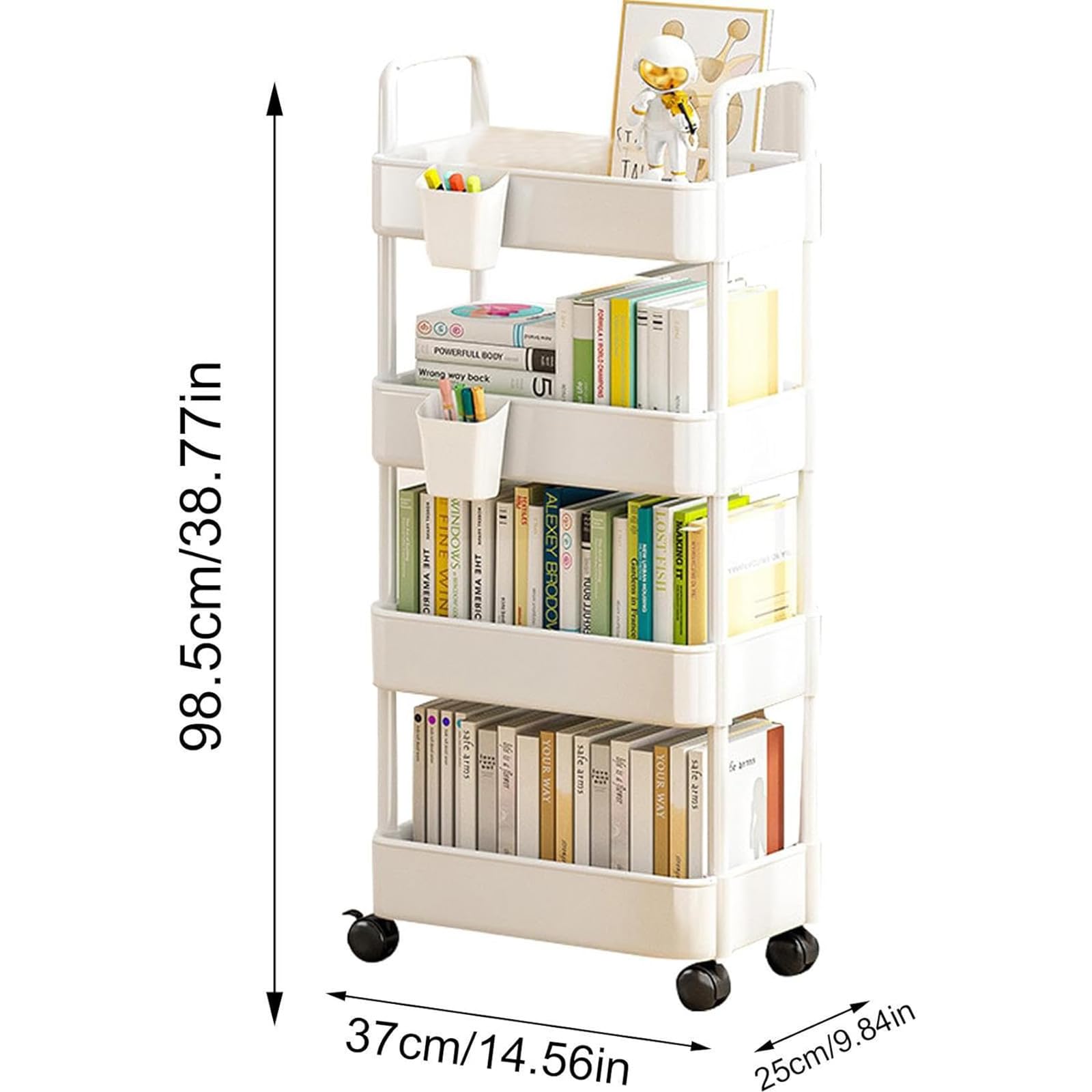 Carrello portaoggetti a 3/4 ripiani, organizer per cucina, bagno, ufficio, lavanderia, trucco, nero (bianco, 4 ripiani)