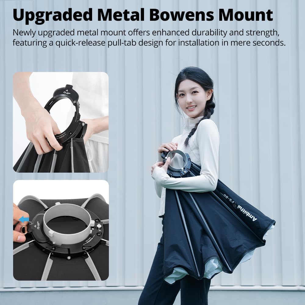 AMBITFUL FS40pro 15.7 "/40 cm Softbox Octagonal, Release Quick Bowens Mount Softbox con difusores/Rejilla de Panal de Miel/Bolsa de Transporte