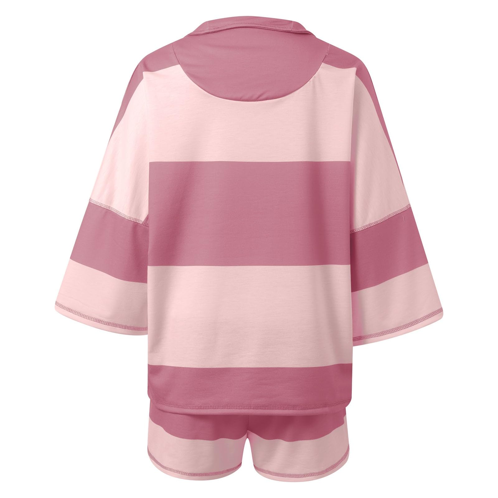 Generisch Survêtement d'été 2 pièces pour femme - Court - Couleur unie - Tenue de détente - Ensemble de vacances - Élégant et décontracté - Survêtement léger à manches courtes et short avec poches