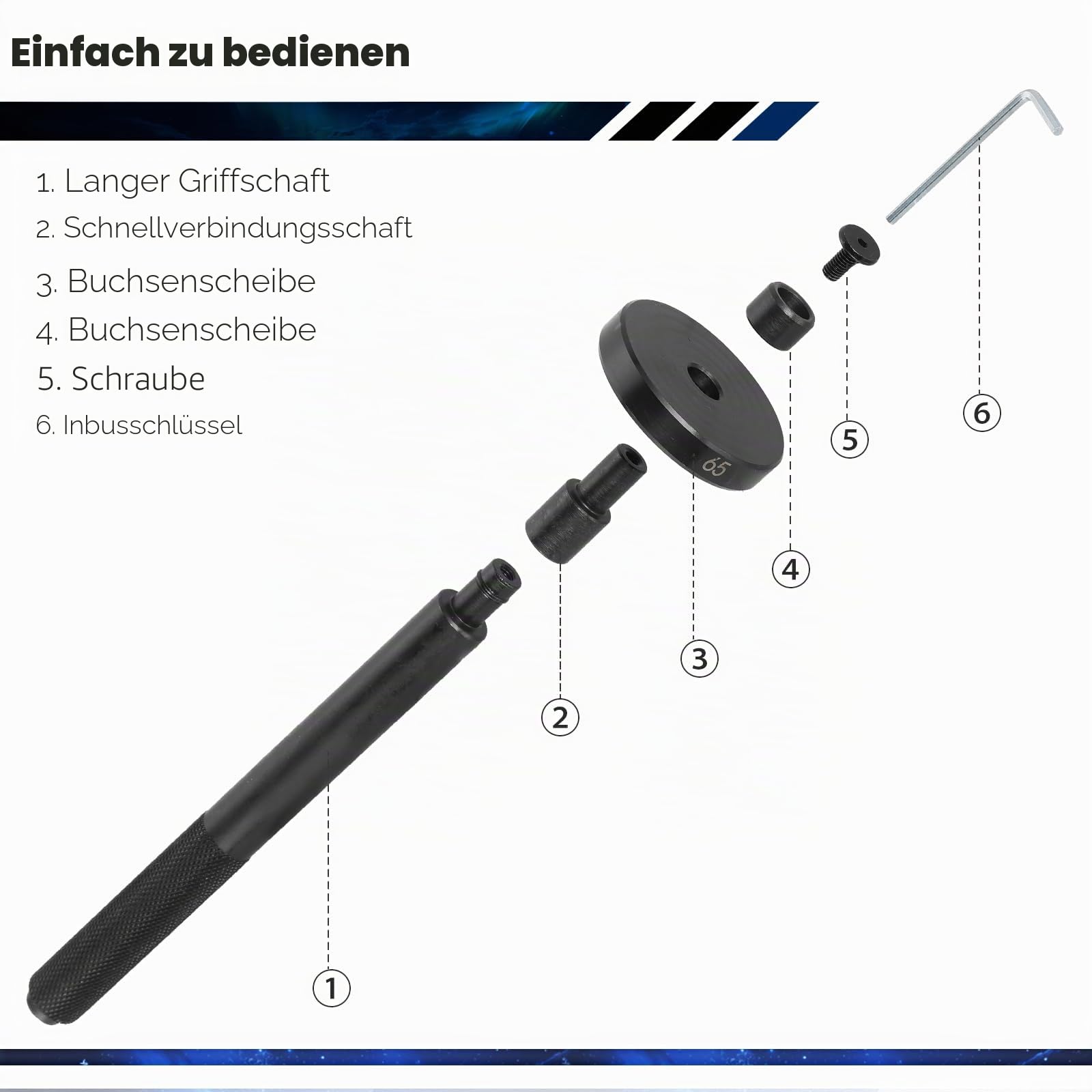 ATPEAM Radlager Druckstück Treibsatz 52tlg, Buchsenlager und Dichtungstreiber Set