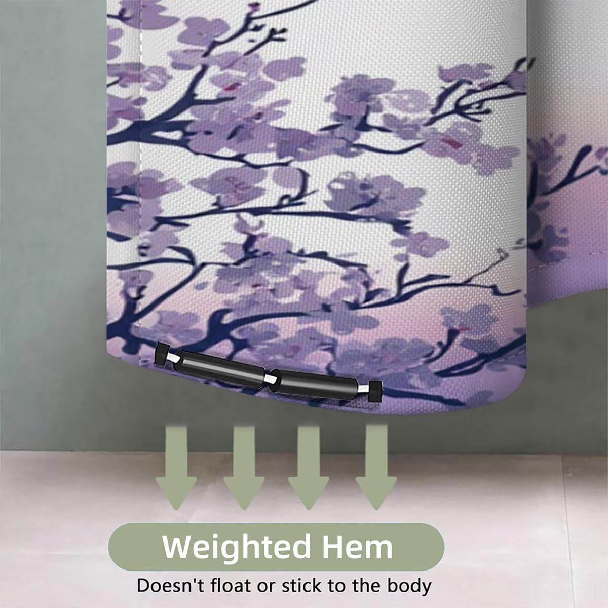 Rosa Duschvorhang 240x200, Duschrollo mit 12 Duschvorhang Haken, Anlage Shower Curtains Beschwerter Saum, Waschbar Polyester Stoff Wasserdicht Extra Lang für Badewanne Badezimmer Deko, Geschenke -3929