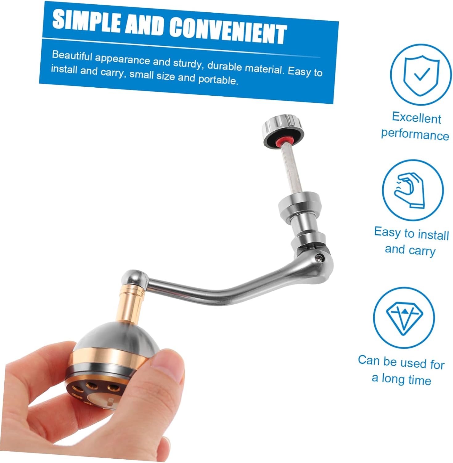 VANZACK 4pcs Fishing Reel Handle Replacement Aluminum Alloy Rocker Arm Grip for Outdoor Fishing Reels Non- Design Comfortable Power Handle for Baitcaster Spare Part