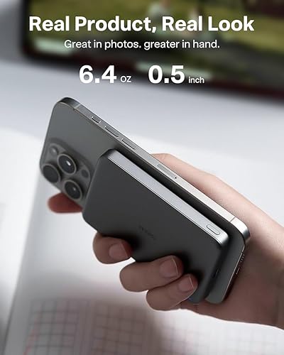 Miniatura 9 de TORRAS MiniMag Power Bank, cargador portátil inalámbrico magnético ultradelgado de 10,000 mAh, batería MagSafe de carga rápida de 22.5 W, diseñada