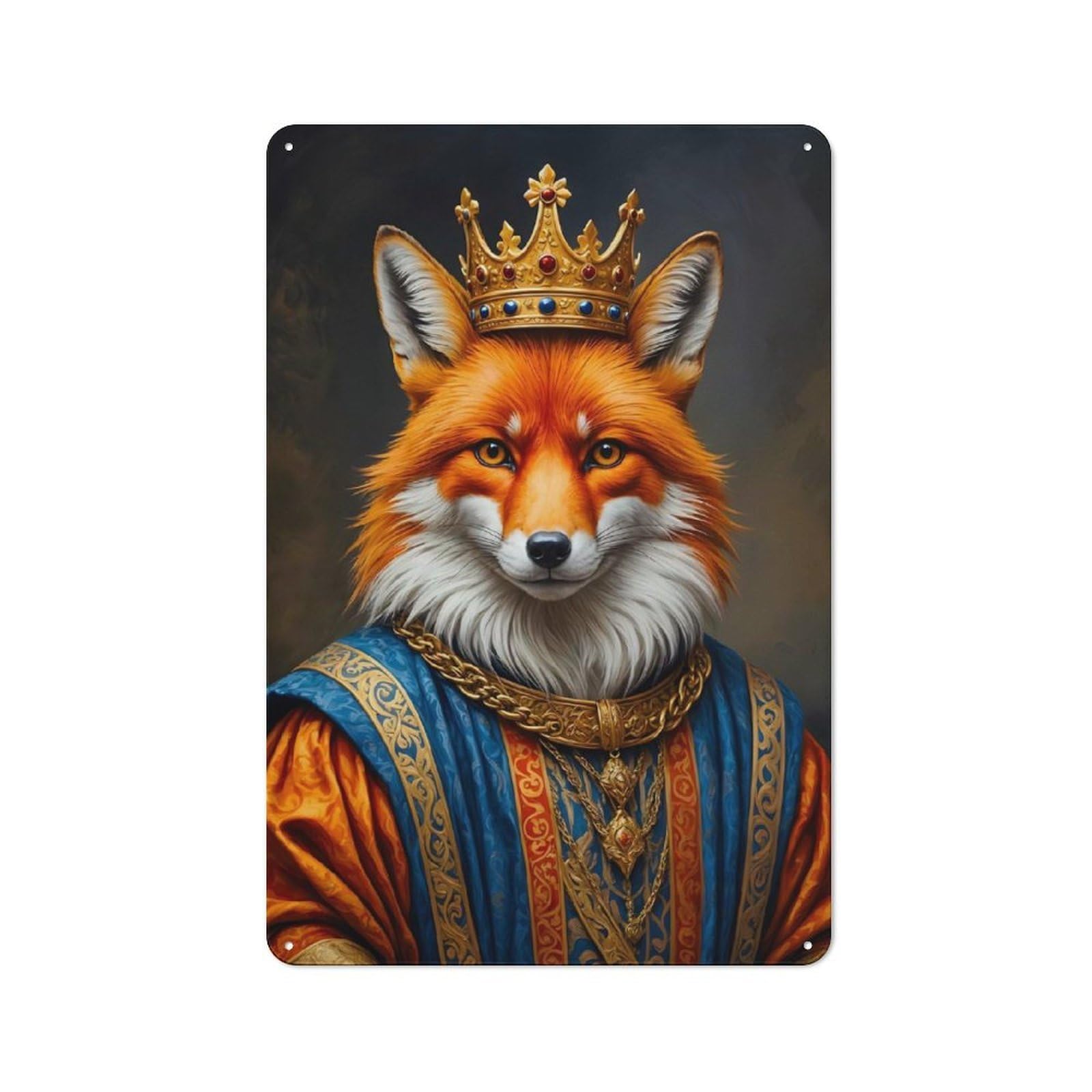 Fox King Cottage Metal Wall Decor 30x20cm, Shed Metal Sign for Patio Bar, Workshop, Shed Or Kitchen