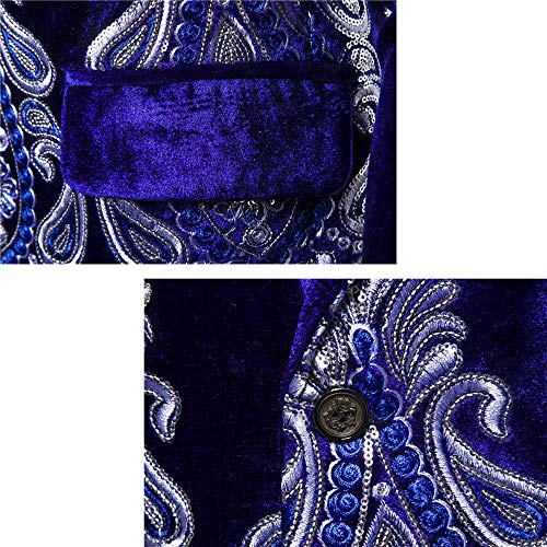 FAXIKIO Men's Luxury Dress Suit Velvet Embroidered Blazer Jacket Floral Suit Slim Fit Stylish Party Coats4