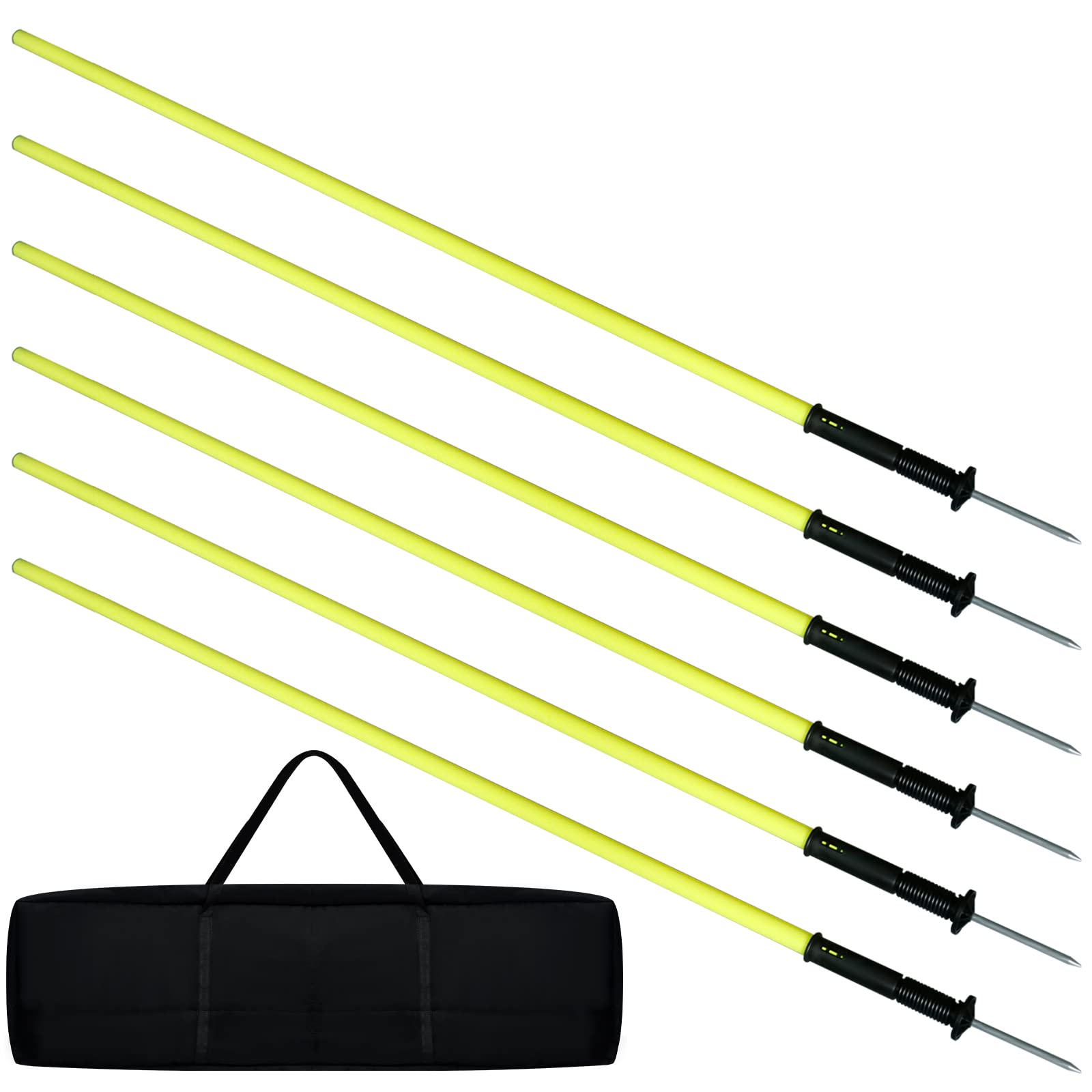 HENGMEI Piquets de Slalom, Set de 6 Piquets de Slalom Accessoires d'entraînement de Football Set d'agilité pour Chiens avec Srticulation à Ressort, Jaune