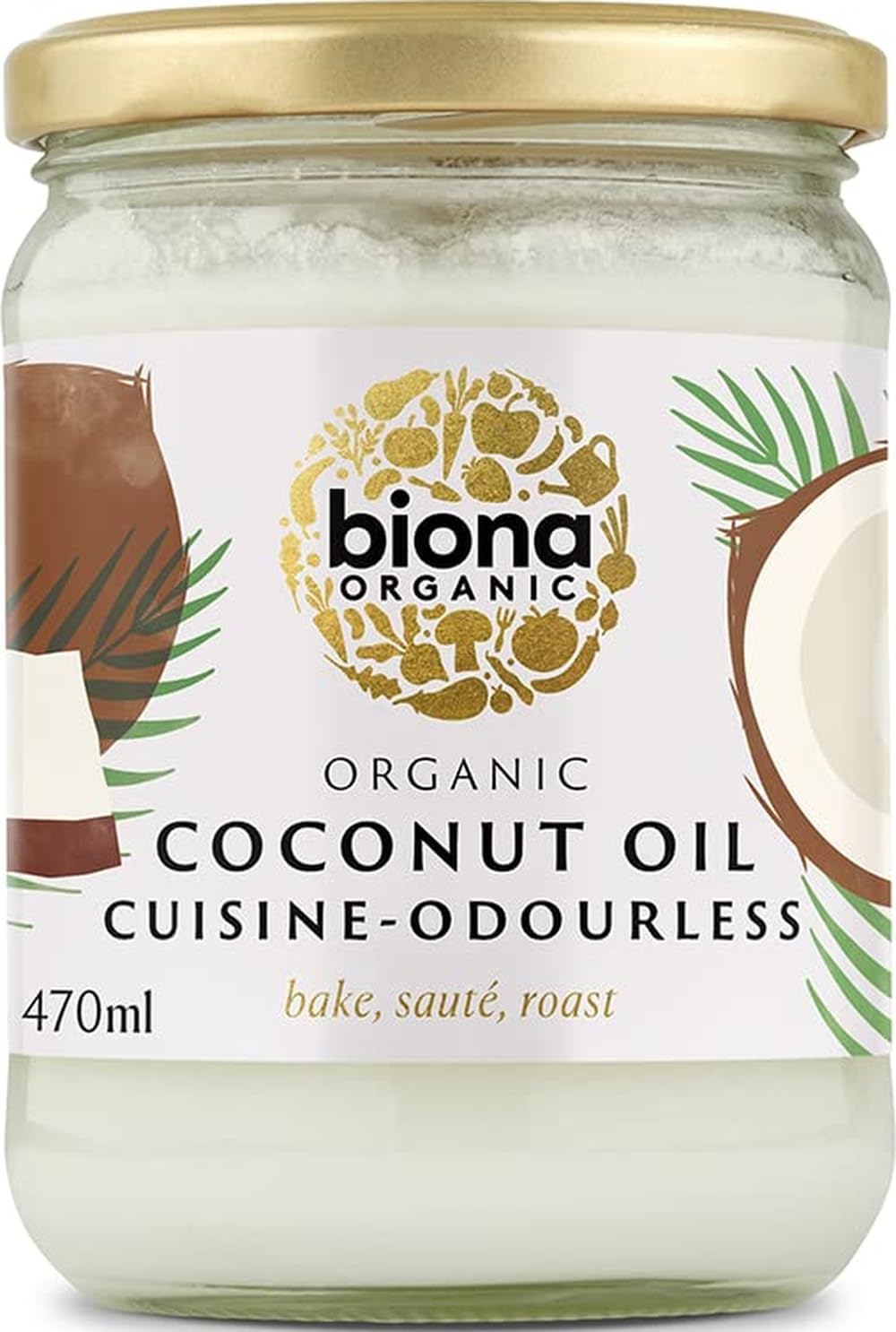 Biona Organic Coconut Oil 470ml - Cuisine Mild & Odourless - Dairy Free, Naturally Vegan - Ketogenic and 100% Natural - For Cooking, Roasting and Baking