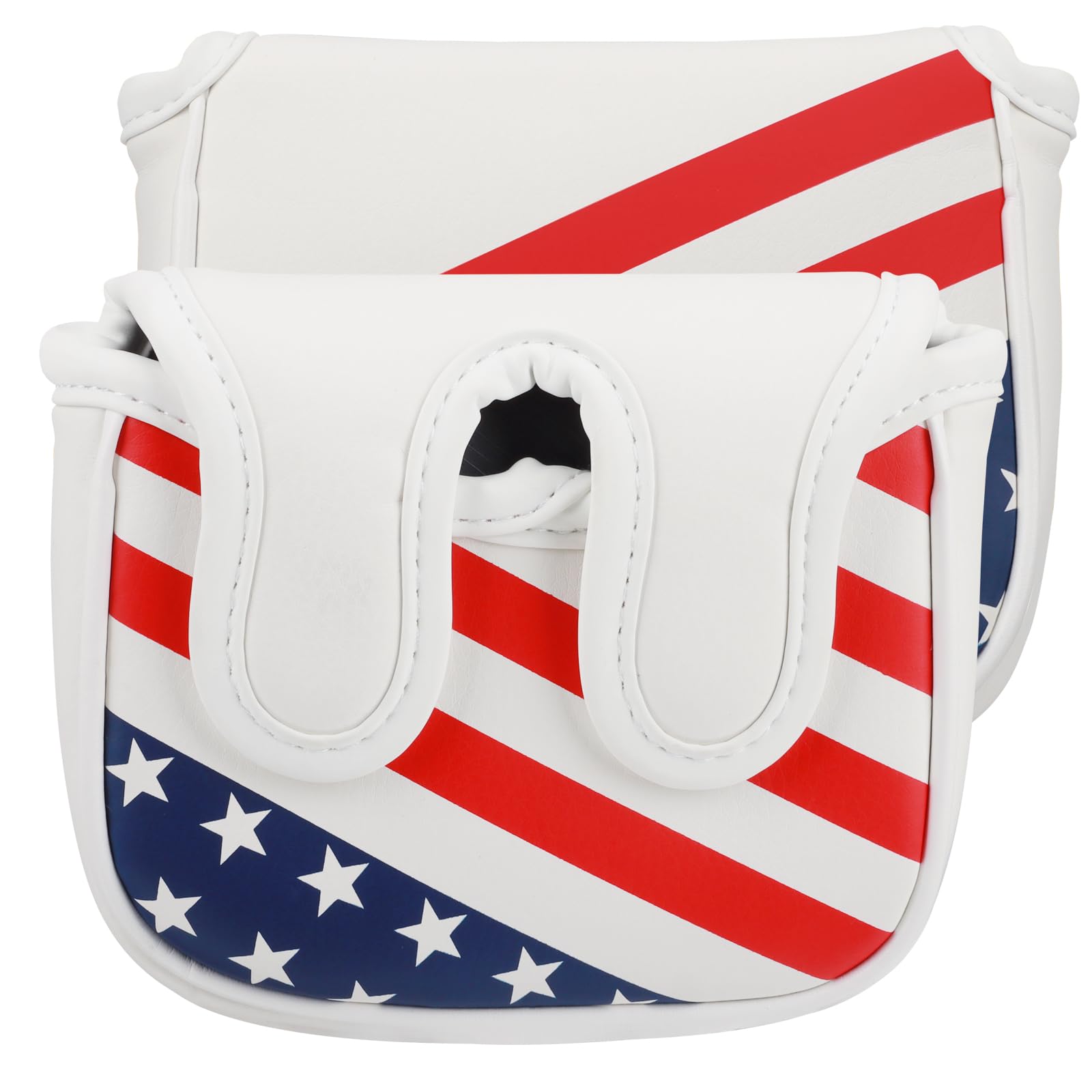 Golf Square Center Shafted Putter Cover,Mallet Head Cover with Magnetic Closure and Stars Stripes