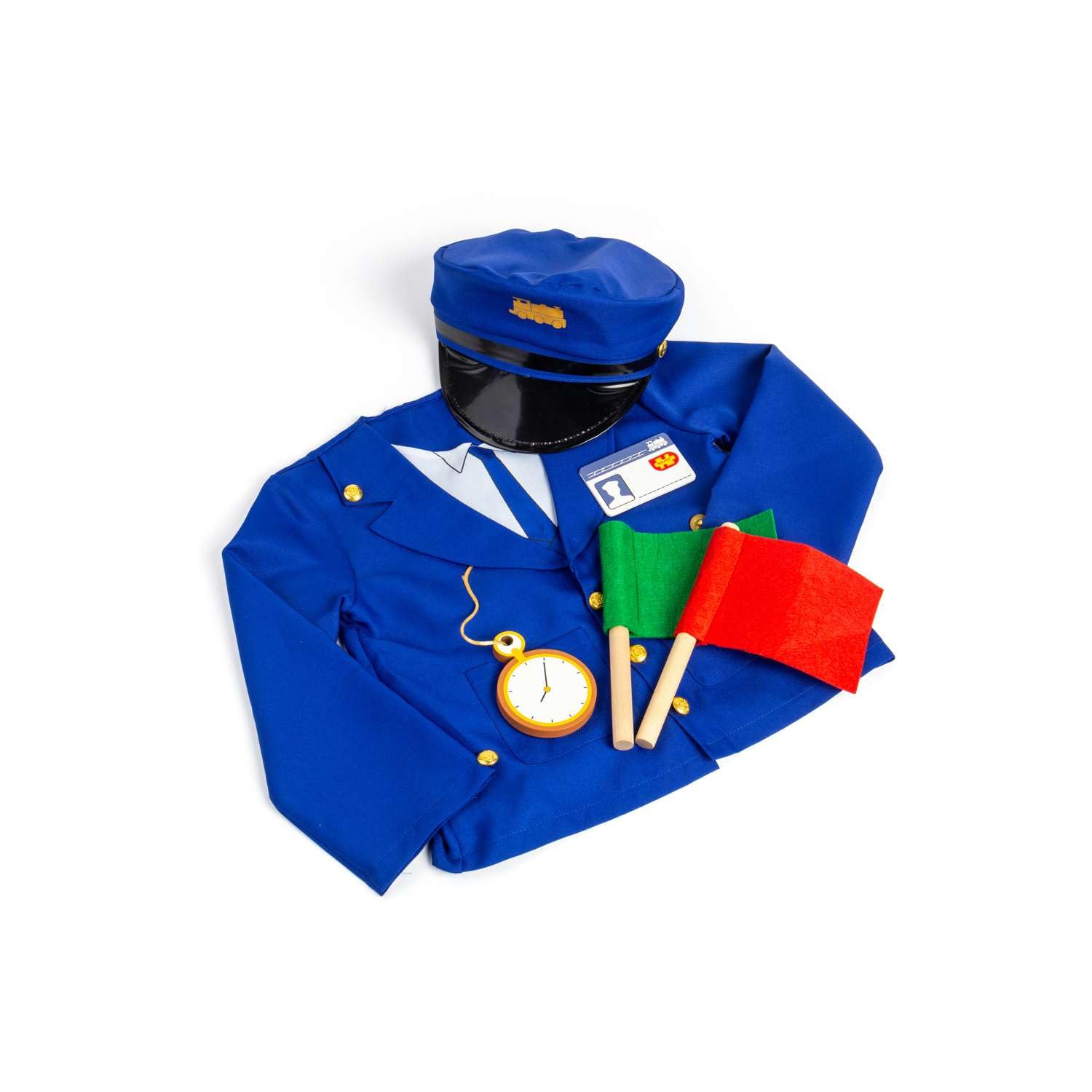 Bigjigs Toys Zestaw do przebrania dyrygenta kolejowego – 6 szt. fantazyjnych kostiumów kolejowych dla dzieci, zestawy przebieranek dla dzieci, stroje i akcesoria do odgrywania ról, prezenty dla dzieci