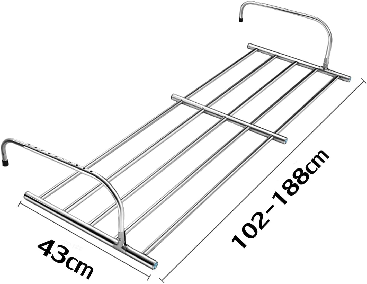 Balkon-Trockenständer, Edelstahl, faltbarer Wäscheständer, ausziehbarer Wäschetrockner zum Aufhängen von Handtüchern, Unterwäsche, Schuhen, Socken, 88–158 cm