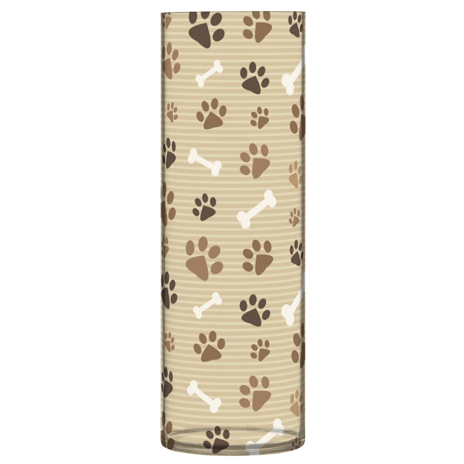 Skyshu Puppy Paw Prints Plastic Cylinder Flower Vase For Plants Bouquet, 1 Pack Unbreakable Tall Clear Vase For Wedding Centerpieces Home School Office Decor, 11.8 X 3.9 Inch