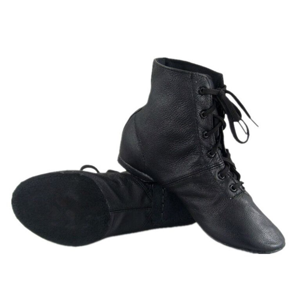 Cheapdancing Children’s Practice Dancing Shoes Soft Leather Flat Lace-up Jazz Boots (Little Kid/Big Kid)