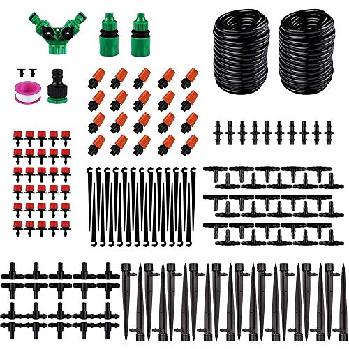 YOSHOOT Automatic Watering Kit, 100 ft/30 m Plant Watering Kit with 20 PCS Drip Emitter, 169 PCS Garden Irrigation System for Plant Flower Lawn Veranda Balcony Greenhouse Courtyard