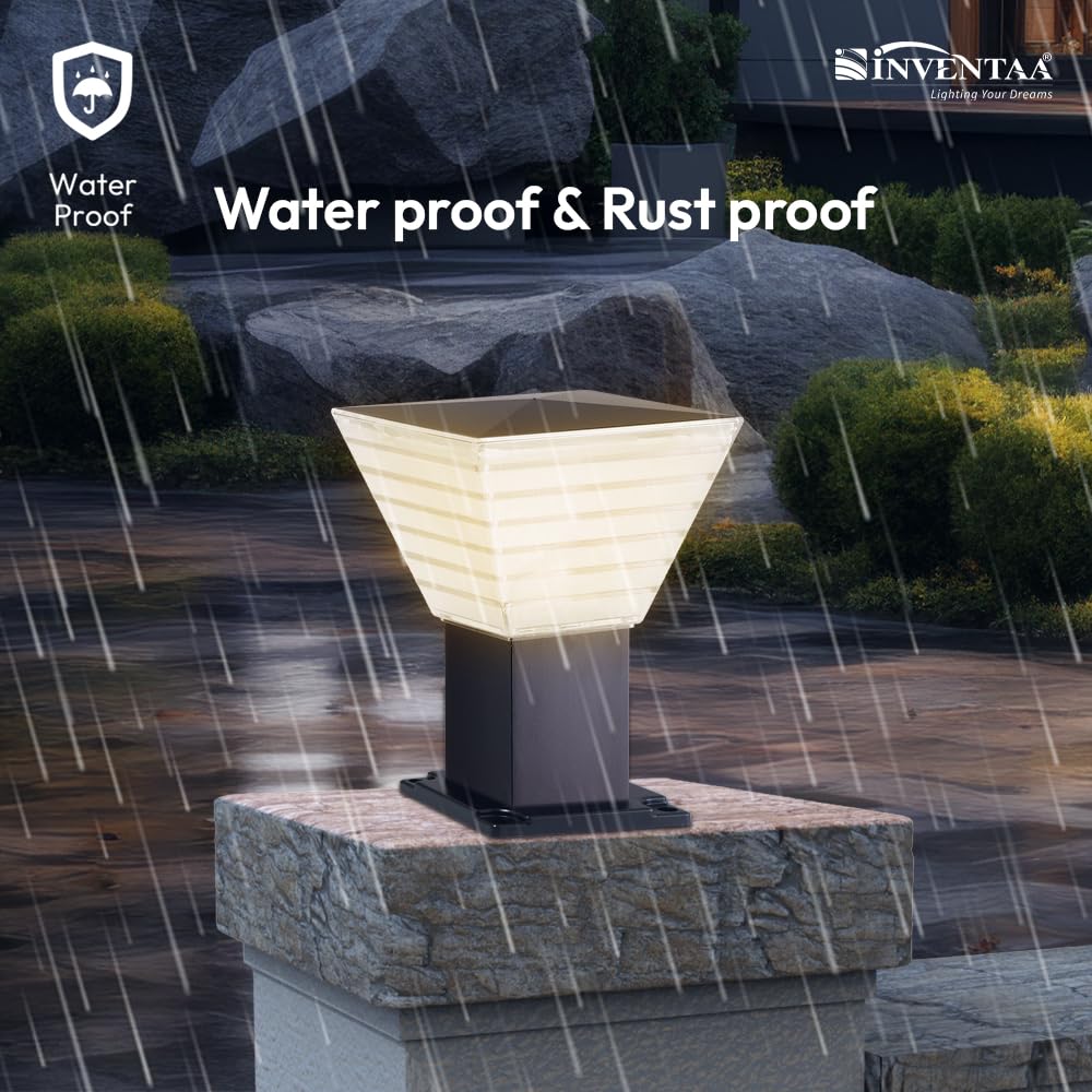 INVENTAA Aluminium Villa 12W LED Gate Light - Waterproof Outdoor Lamp for Home Gate, Compound Wall, Main Gate, Pillar - Bollard Light, Cool White, 1-Year Warranty 2