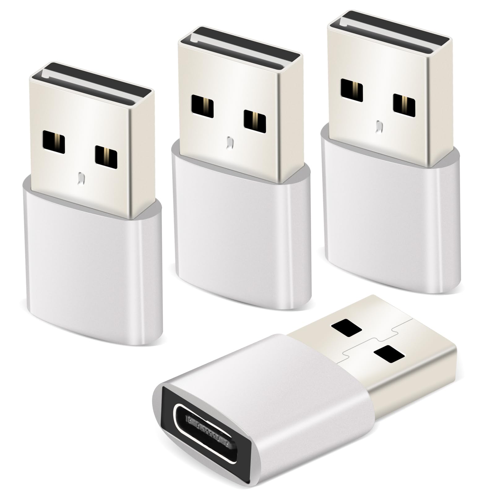 BARAVI USB to USB C Adapter 4 Pack,USB C Female to A Male OTG Charger Type C Converter Fast Charging & Data Transfer for Apple Watch Ultra iWatch,Phone 13 14 15 Plus Pro Max,AirPods,iPad Air (Silver) (B0CKPFHQ62) Amazon Price History, Amazon Price Tracker