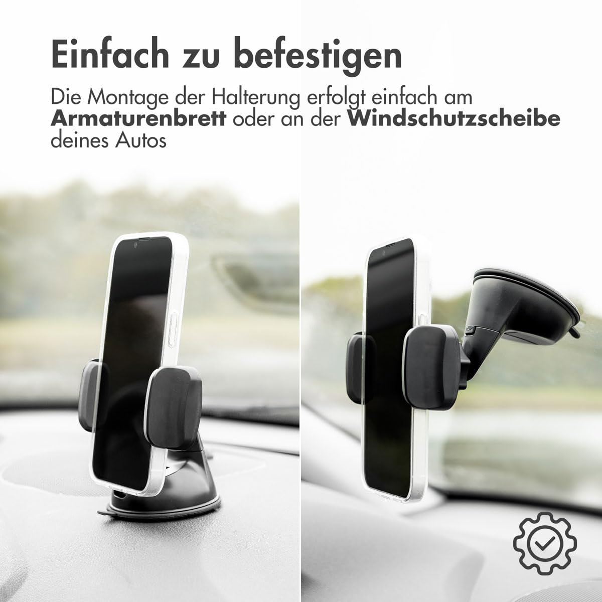 iMoshion Handyhalterung Für Das Auto - Verstellbar - Armaturenbrett Und Windschutzscheibe - Schwarz