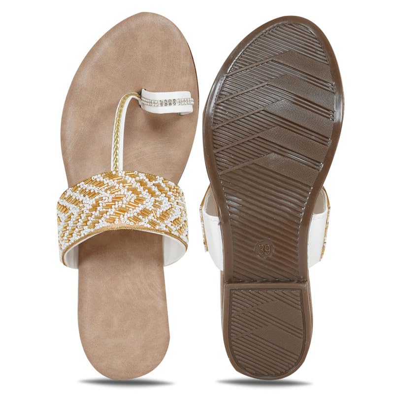 Image of DFR Flip Flops for Women Daily Use Comfortable Ethnic Embroidered Girls Slippers flipflops chappals