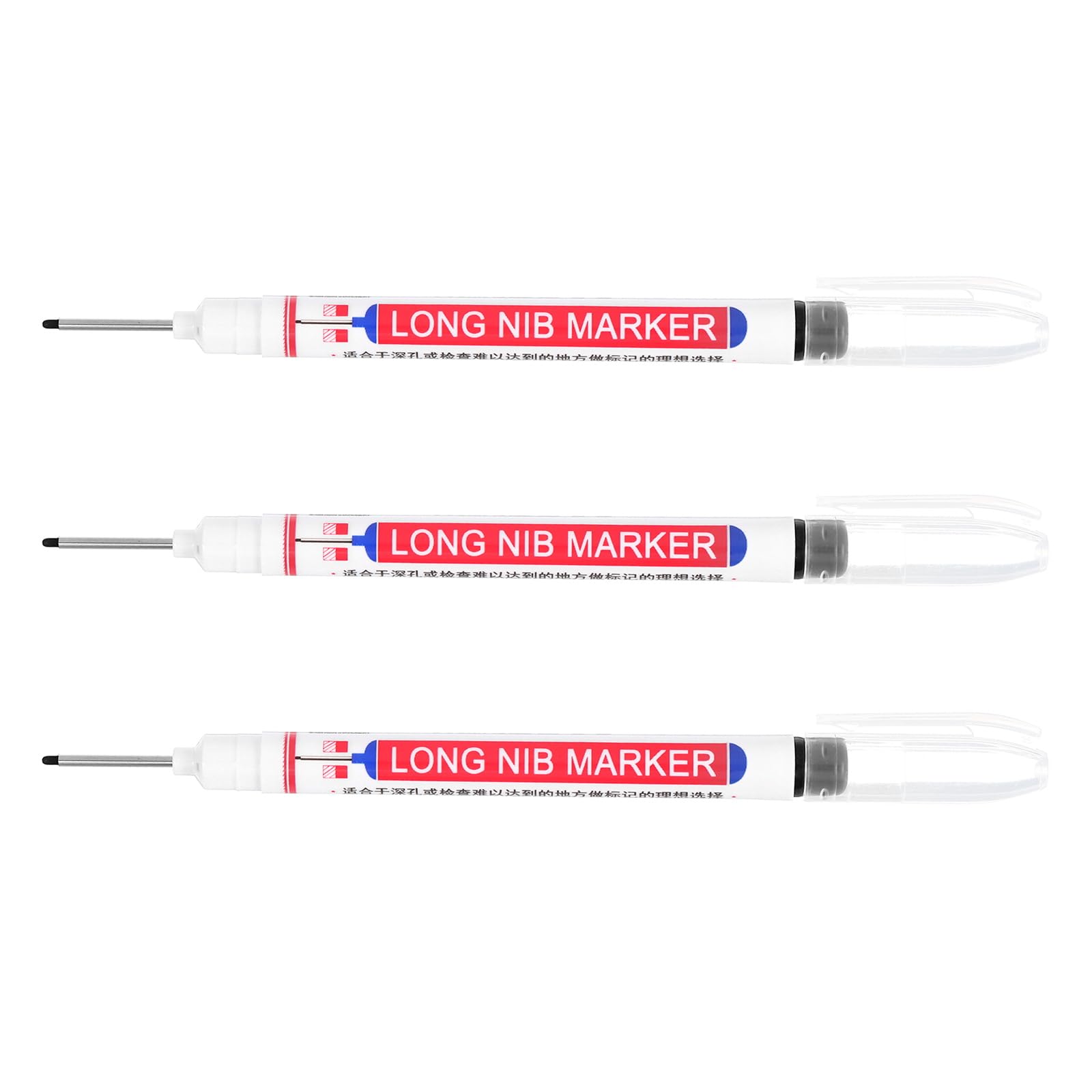 YOKIVE 3 Pcs Deep Hole Marker Pens, Black Ink Pen with Long Tip, Deep Hole Marking, Great for Home Decoration Woodworking